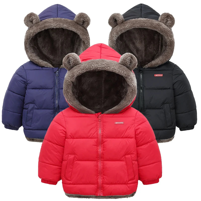 MINI BOSS 2024 Jacket Boys Girls Solid Color Hooded Jackets Kids Parka Outerwear 2-6 Years