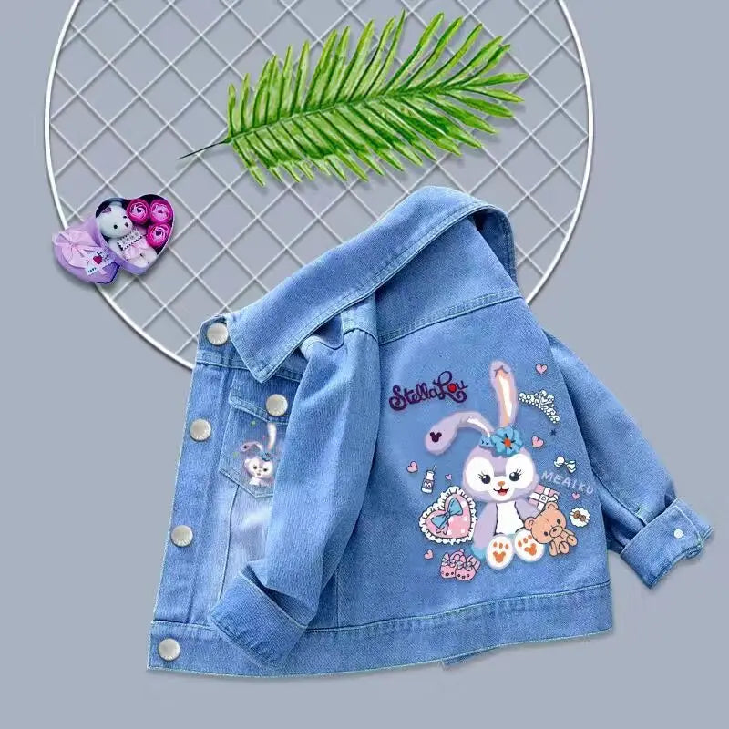 MINI LADY 2024 New Baby Boys Girls Denim Mickey Minnie Mouse Jacket Coat Spring Autumn Children Outerwear Kids Cotton Clothes for 2-9 Year