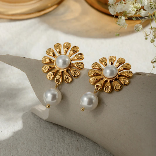 Sunflower Pearl  Earrings