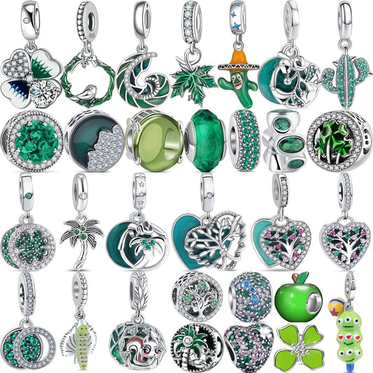 Green 925 Sterling Silver  Beads