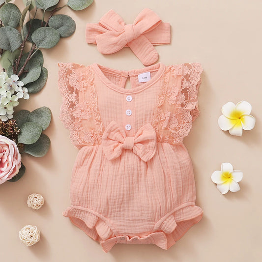 NEWBORN 0-18 Months Romper with Headband